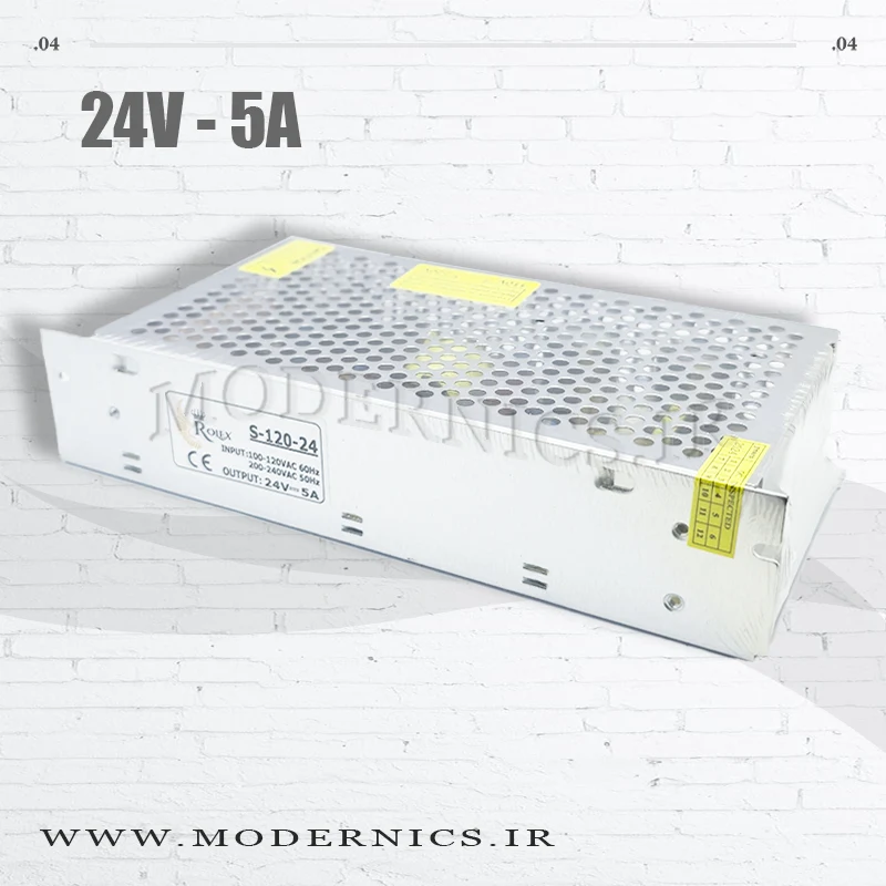منبع تغذیه 24 ولت 5 آمپر برند رولکس