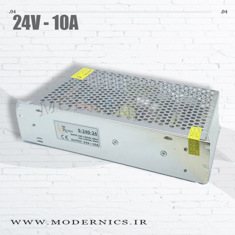 منبع تغذیه 24 ولت 10 آمپر برند رولکس