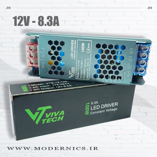 منبع تغذیه سوئیچینگ اسلیم 12 ولت 8.3 آمپر
