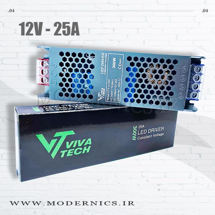 منبع تغذیه سوئیچینگ اسلیم 12 ولت 25 آمپر
