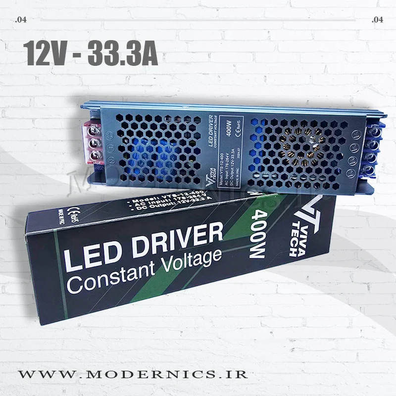 منبع تغذیه سوئیچینگ اسلیم 12 ولت 33.3 آمپر