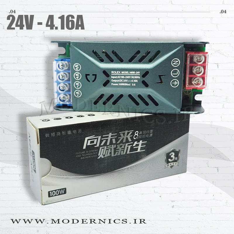منبع تغذیه سوئیچینگ اسلیم 24 ولت 4.16 آمپر