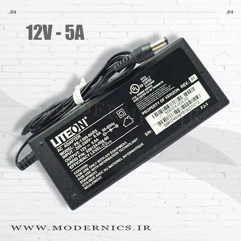 آداپتور 12 ولت 5 آمپر برند LITE ON