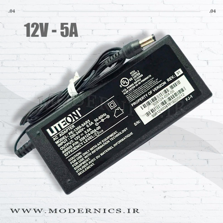 آداپتور 12 ولت 5 آمپر برند LITE ON