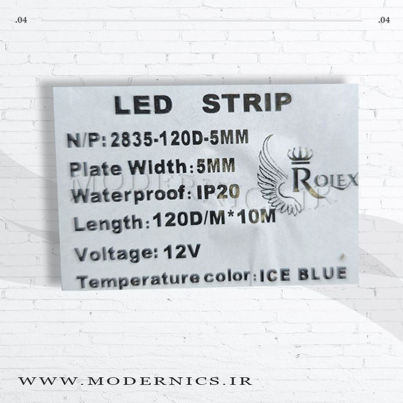 نوار ال‌ای‌دی 2835 - آبی یخی - 12 ولت - عرض 5 میلی‌متر - IP20