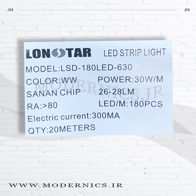 نوار ال‌ای‌دی لانستار 180 عددی - 30 وات - سفید گرم - 20 متری