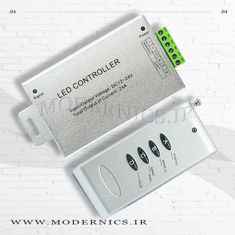 کنترلر ار جی بی 24 آمپر 12 الی 24 ولت با ریموتش رادیویی
