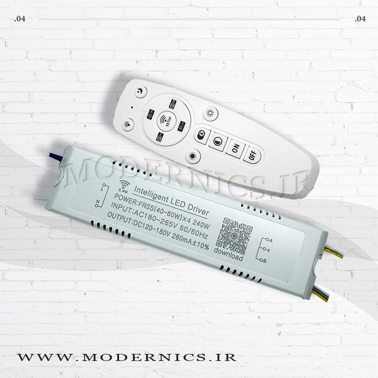 درایور ال ای دی هوشمند سه حالته (40-60w)*4 دارای ریموت کنترل و اپلیکیشن مناسب استریپ های سه رنگ لوستری