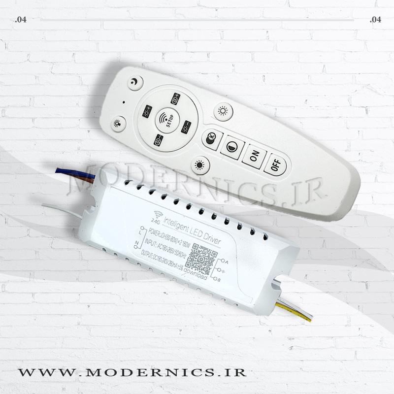 درایور ال ای دی هوشمند سه حالته (60-80w)*2 دارای ریموت کنترل و اپلیکیشن مناسب استریپ های سه رنگ لوستری