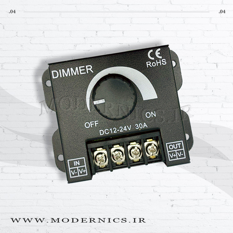 دیمر تک کانال 30 آمپر ولوم دار 12 الی 24 ولت دی سی